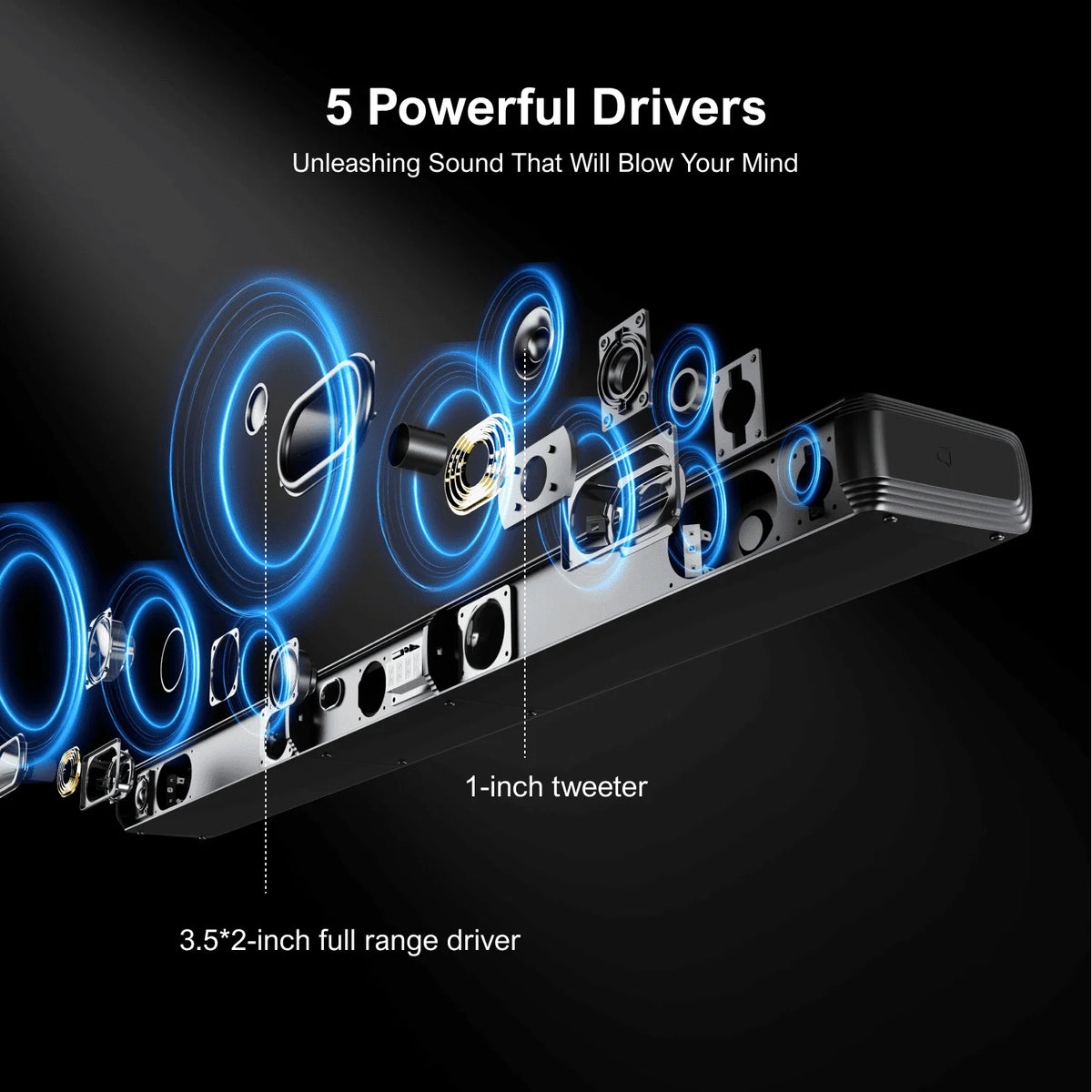 Soundbar - Soundbars voor TV en Theater - Soundbar met Subwoofer - 5.0ch - Sound Bar voor Smart TV - PC - Met RGB-verlichting - Afneembare - Met App-bediening - HDMI - ARC - OPT - AUX - EU Stekker -  Zwart - QUORE