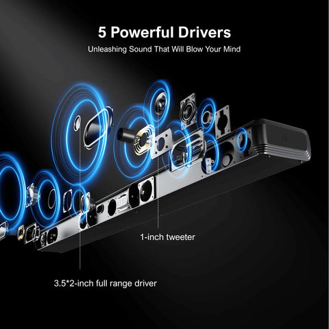 Soundbar - Soundbars voor TV en Theater - Soundbar met Subwoofer - 5.0ch - Afneembare - Met App-bediening - HDMI - ARC - OPT - AUX - Sound Bar voor Smart TV - Met RGB-verlichting - Zwart