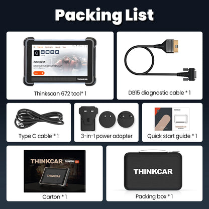 THINKCAR THINKSCAN 672 OBD2 Scanner CAN FD obd2 Tool Bi-directional Control Full System Diagnosis 28 Resets Free for Life - QUORE
