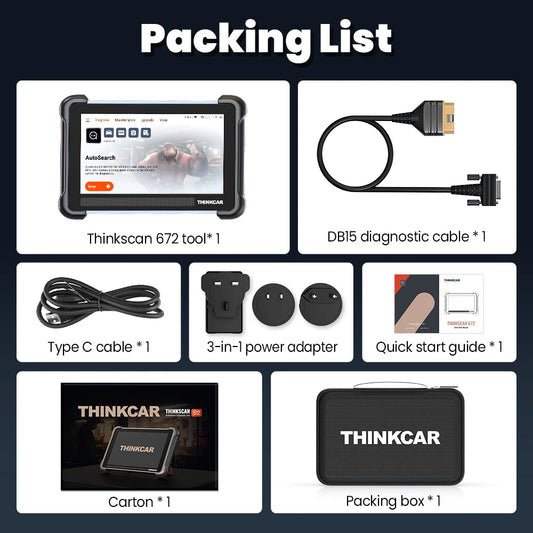 THINKCAR THINKSCAN 672 OBD2 Scanner CAN FD obd2 Tool Bi-directional Control Full System Diagnosis 28 Resets Free for Life - QUORE