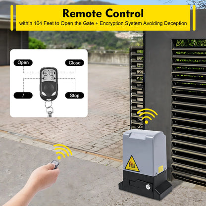 Automatische schuifpoortopener – schuifdeur opener – poortmotor – elektrische poortopener – poortbediening – Zilver – 750W Motorkracht – Geschikt voor poorten tot 1600 kg - QUORE