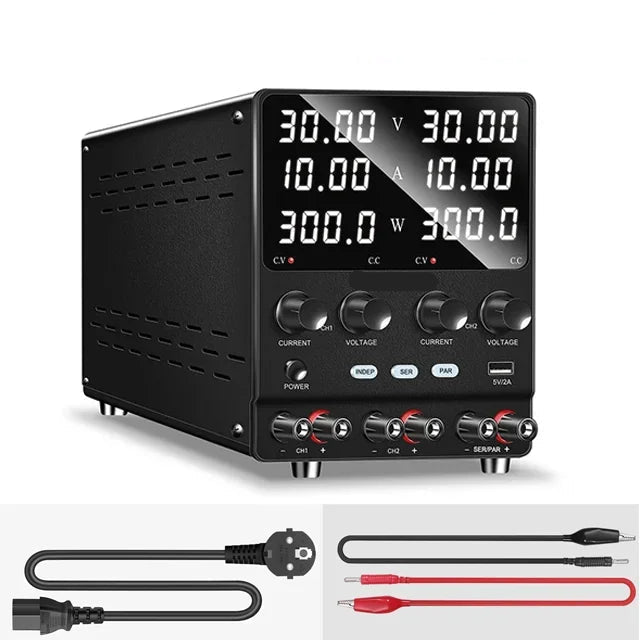Labvoeding - Laboratorium Voeding - Power Supply - Powerbank - DUAL DC - 30V 10A, 300W 360W - Instelbare - Twee Kanalen – Professionele Labvoeding voor Precisiewerk