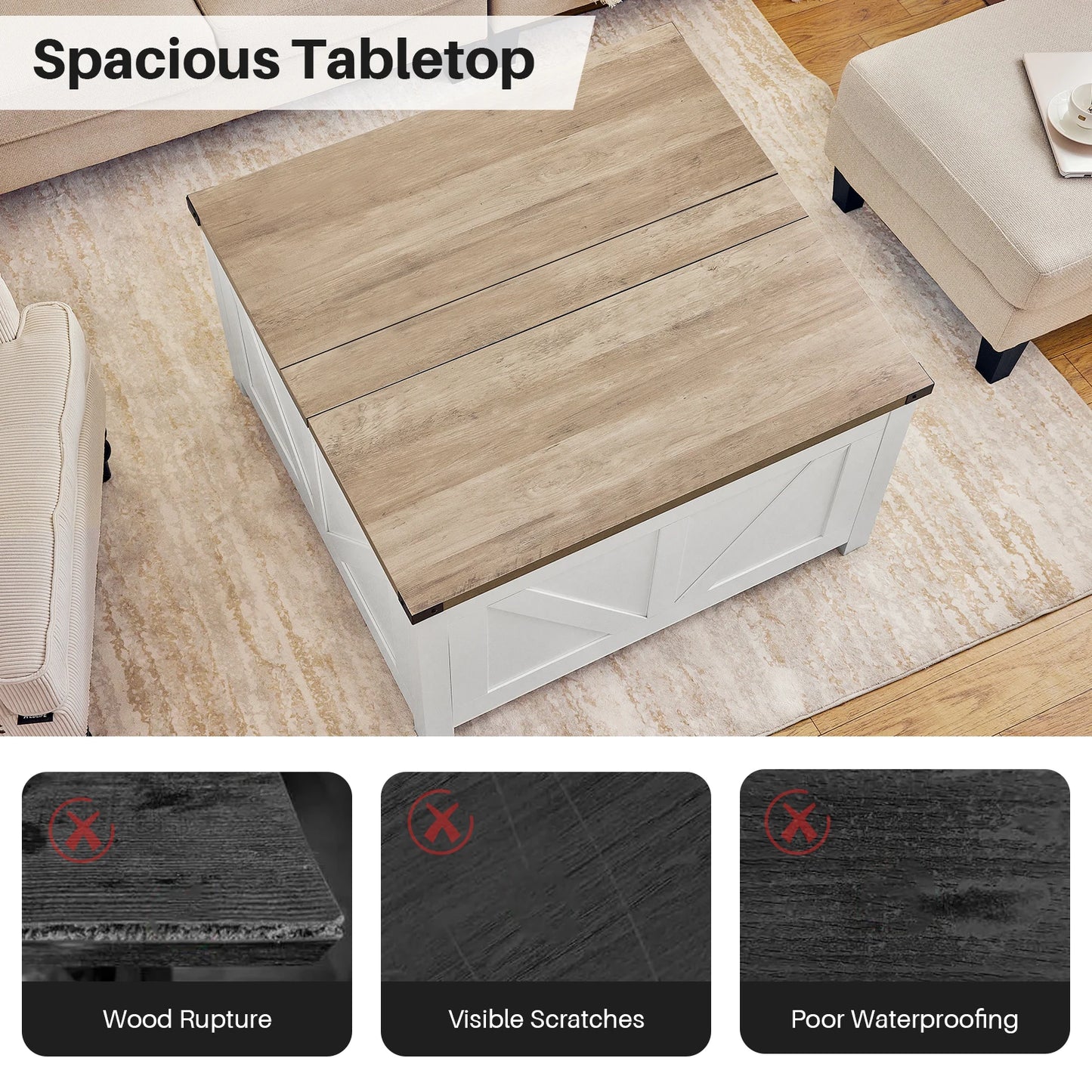 Salontafel – Koffietafel – Opbergtafel – Tafeltje – Houten Tafel – Hydraulisch Liftsysteem – Ingebouwde USB Poorten - 90 x 90 x 50 cm - Grijs