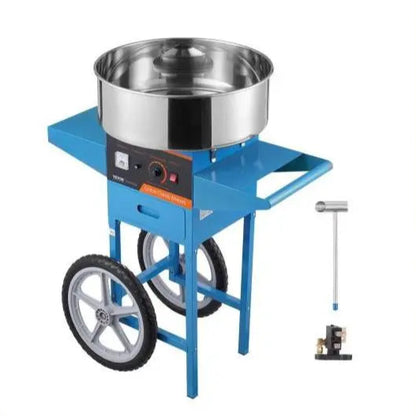 Suikerspinmachine - Elektrische Suikerspinmachine met Kar  - Suikerspinmachine - Suikerspin Suiker - Professionele Suikerspinner met Roestvrijstalen Kom en Lade - Krachtige en Efficiënte Suikerspinner voor Feesten en Evenementen -  Blauwe