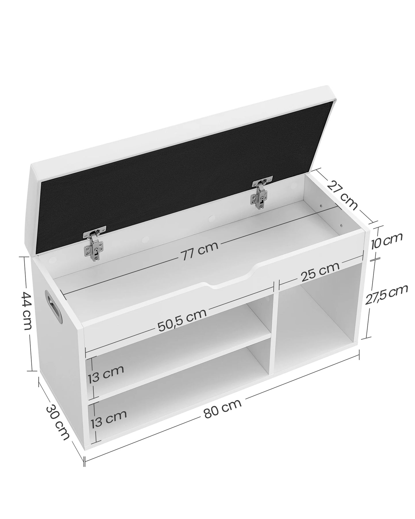 Schoenenkast - Multifunctionele Kast - Houten Schoenenkasten met Opbergruimte - 80 x 44 x 30 cm (B x H x D) -  Wit - QUORE