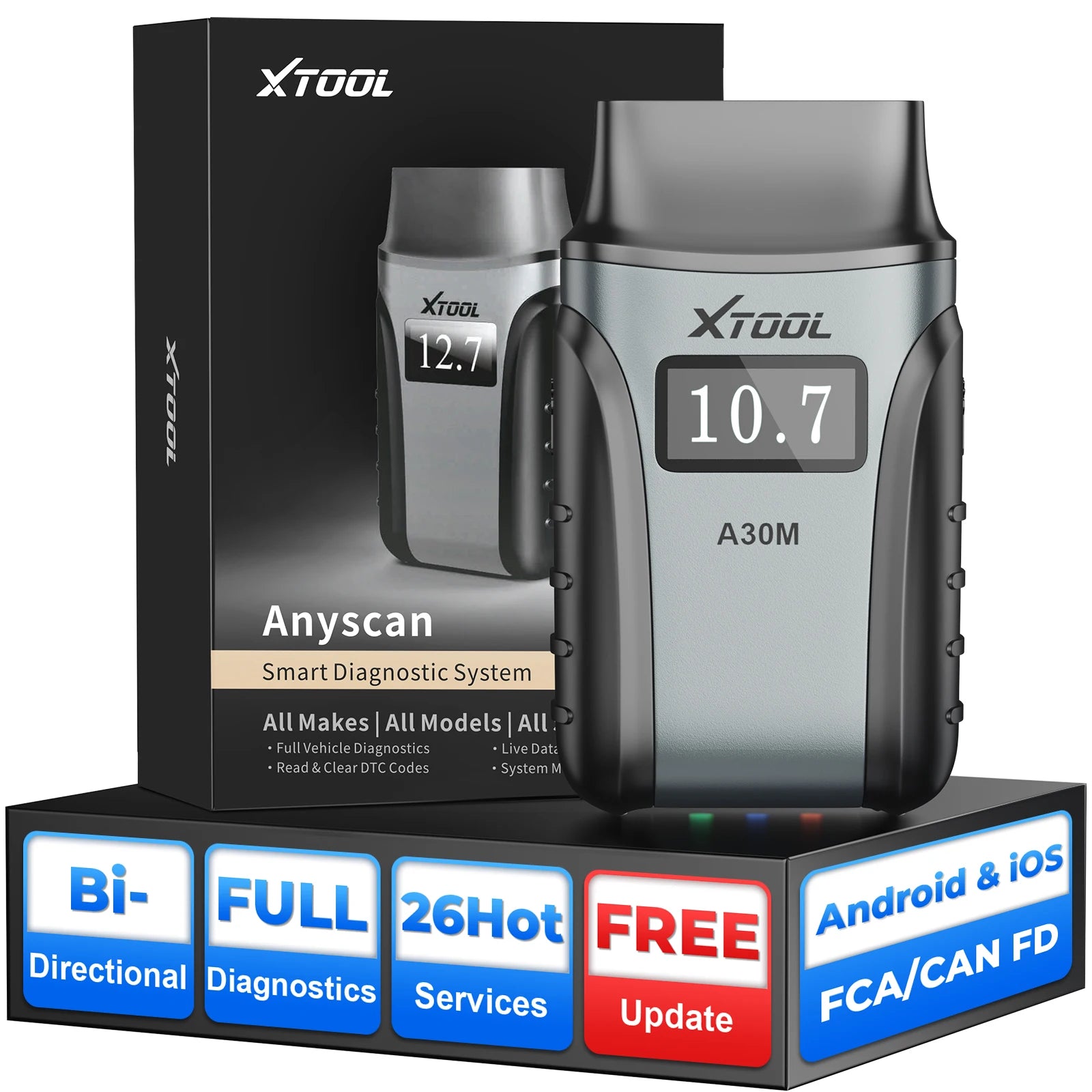 OBD2 Scanner – Auto Diagnosetool – Foutcode Lezer – Bluetooth Scanner – Autodiagnose Tool – Draadloos Bluetooth – 26+ Onderhoudsfuncties Vrijwel Universeel – Levenslange Gratis Updates - QUORE