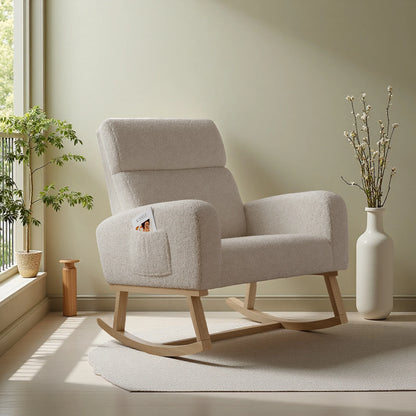 Schommelstoel – Relaxstoel – Fauteuil – Loungestoel – Stoel – Donkergrijs Velvet – Ergonomisch Ontwerp – Houten Frame Met Metalen Poten