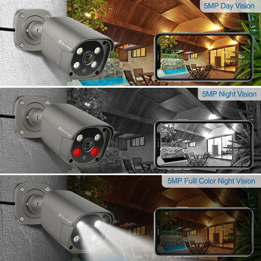 Techage 16CH 5MP POE NVR Kit Security Camera System Two Way Audio H.265 IP AI Camera Outdoor P2P CCTV Video Surveillance Set