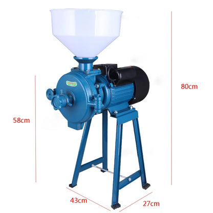 Kruidenmolen Elektrisch - Graanmolen Elektrisch - Grinder - Specerijenmolen - Granenmolen - 2200W - 220V - Elektrische voeder-/rijstmeel-maïsmolen Droge granenmolen - Blauw - QUORE
