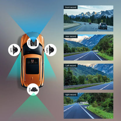 10.26 Inch Touch Screen 4 Cameras Dashcam 4G Android 9 WiFi ADAS 2GB+32GB GPS 360° Panoramic Video Recorder Parking Monitor