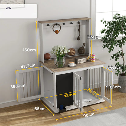 Hondenmand – Hondenhok – Dogcrate – Hondenbench – Hondenbed – Met Opbergruimte En 5 Haken – Geschikt Voor Grote Honden Tot 30 Kg