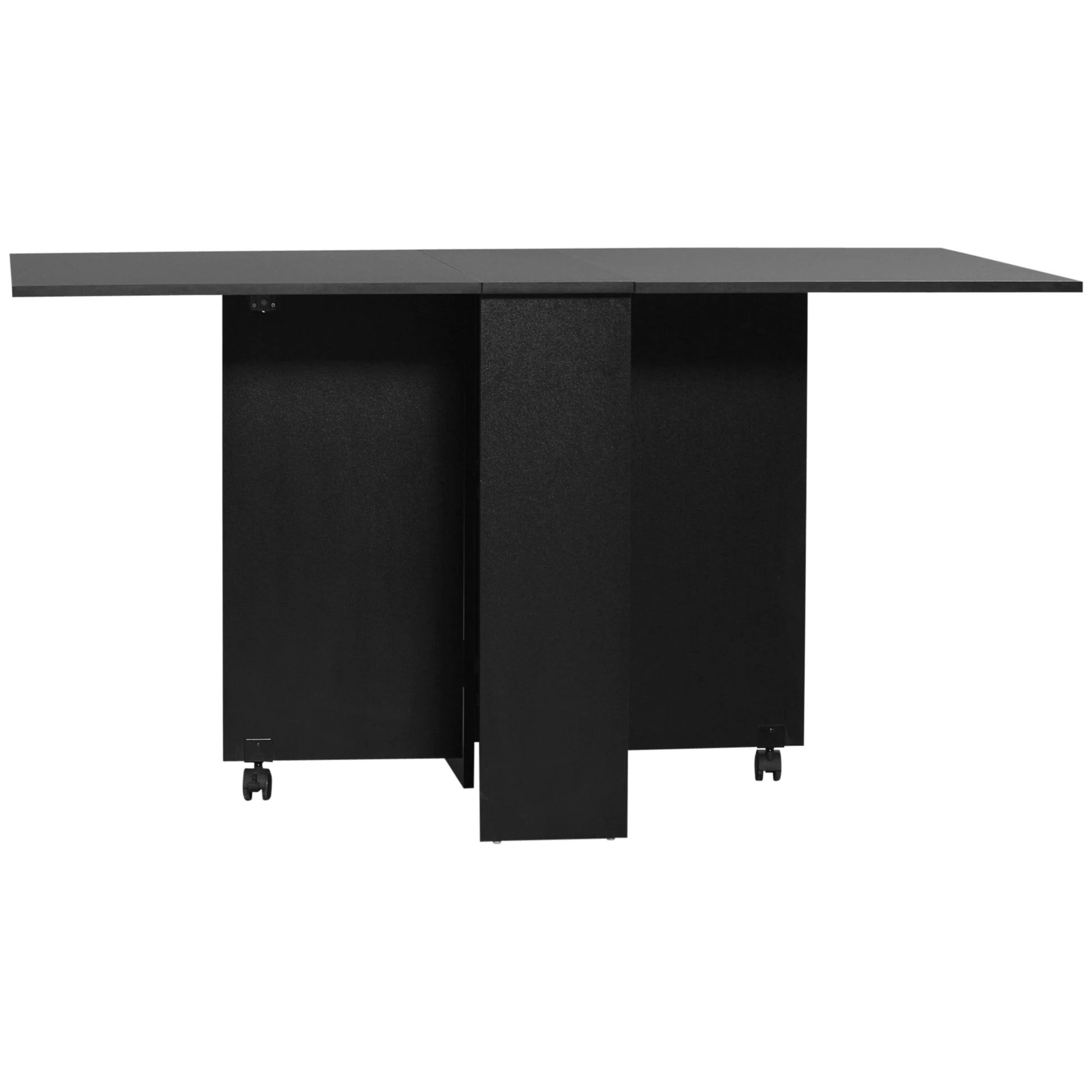 Homcom Folding Dining Table with 2 Wheels and 2 Shelves 75X140X74 cm Black - QUORE