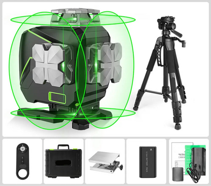 Laserwaterpas – Kruislijnlaser – Lijnlaser – Bouwlaser – Zelfnivellerend – 16 Groene Lijnen – Bluetooth Bediening - met Statief