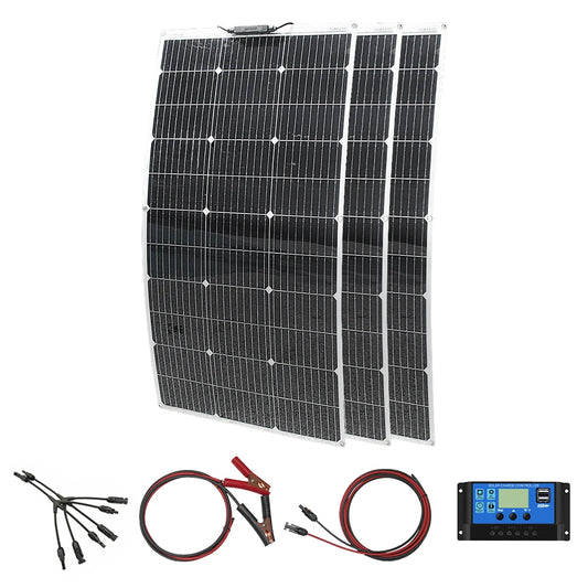 Zonnepanelen - Zonnepaneel - Monokristallijne - 300W - Flexibele - Waterdichte - Voor Camping - Huis - Auto - Off-Grid 12V Systeem - Zonnepaneelset - 3 Stuks