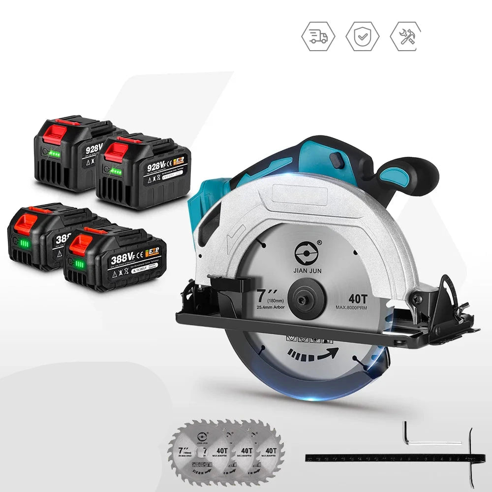 Accu Cirkelzaag - Snoerloze - Cirkelzaagmachine - Handcirkelzaag - 7inch - 150mm - 18V - Instelbare Zaaghoek - 10800RPM - voor Houtbewerking - 1 Accu