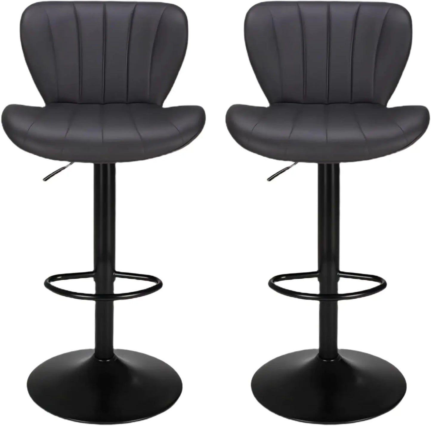 Barstoelen – Barkrukken – Keukenstoelen – Hoge Stoelen – Barstoelen Set 2 Stuks – Verstelbare Zithoogte – 360° Draaibaar – PU Leer – Roestvrij Stalen Frame - Grijs