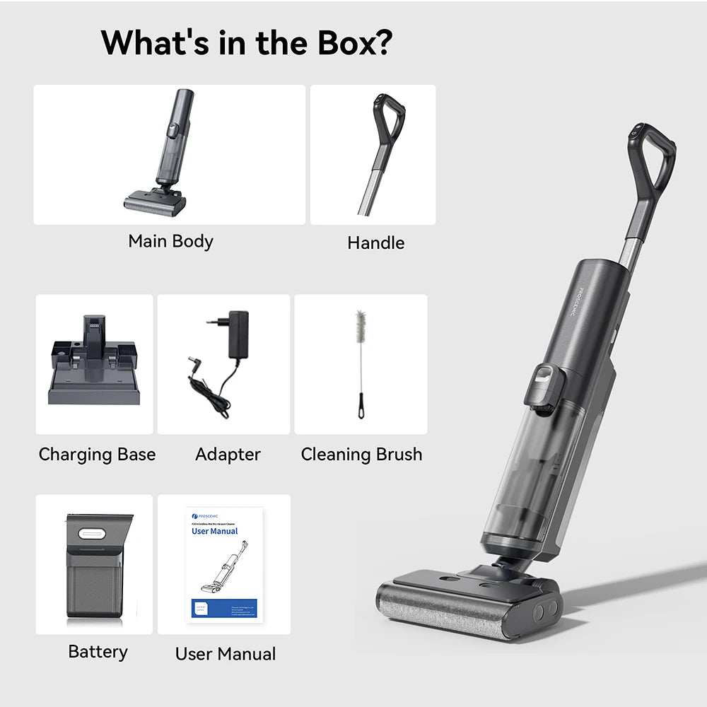 Steelstofzuiger – Dweilstofzuiger – 3-in-1 Schoonmaker – Nat Reinigen – 2500mAh Batterij – Zelfreinigende Borstel