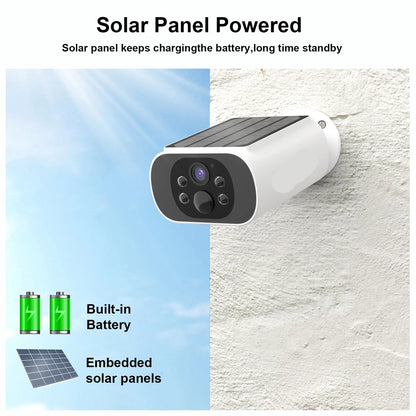 Beveiligingscamera - 4MP - Camerabewaking - Draadloos - voor Buiten - 4 Stuks - 2K Ultra HD - met Zonnepaneel - Sirene-alarm - Humanoïde detectie - Tweerichtingsaudio - 4CH - NVR Recorder - Wit