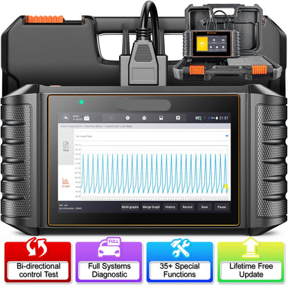 OBD2 Diagnosetool – Diagnoseapparaat – Autoscanner – Foutcode Lezer – TPMS Reset – 10,1 Inch Touchscreen – Bi-directionele Testfuncties