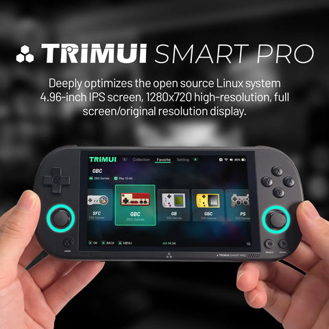 Trimui Smart Pro Handheld Game Console 4.96'' IPS Screen Linux System Joystick RGB Lighting Trimui Retro Video Game Console Gift