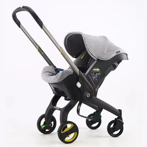 Kinderwagen - 3-in-1 – Lichtgewicht - Opvouwbaar & Verstelbaar – Hoog Landschap Babywagen – Reisbuggy met Zonnescherm - Grijs