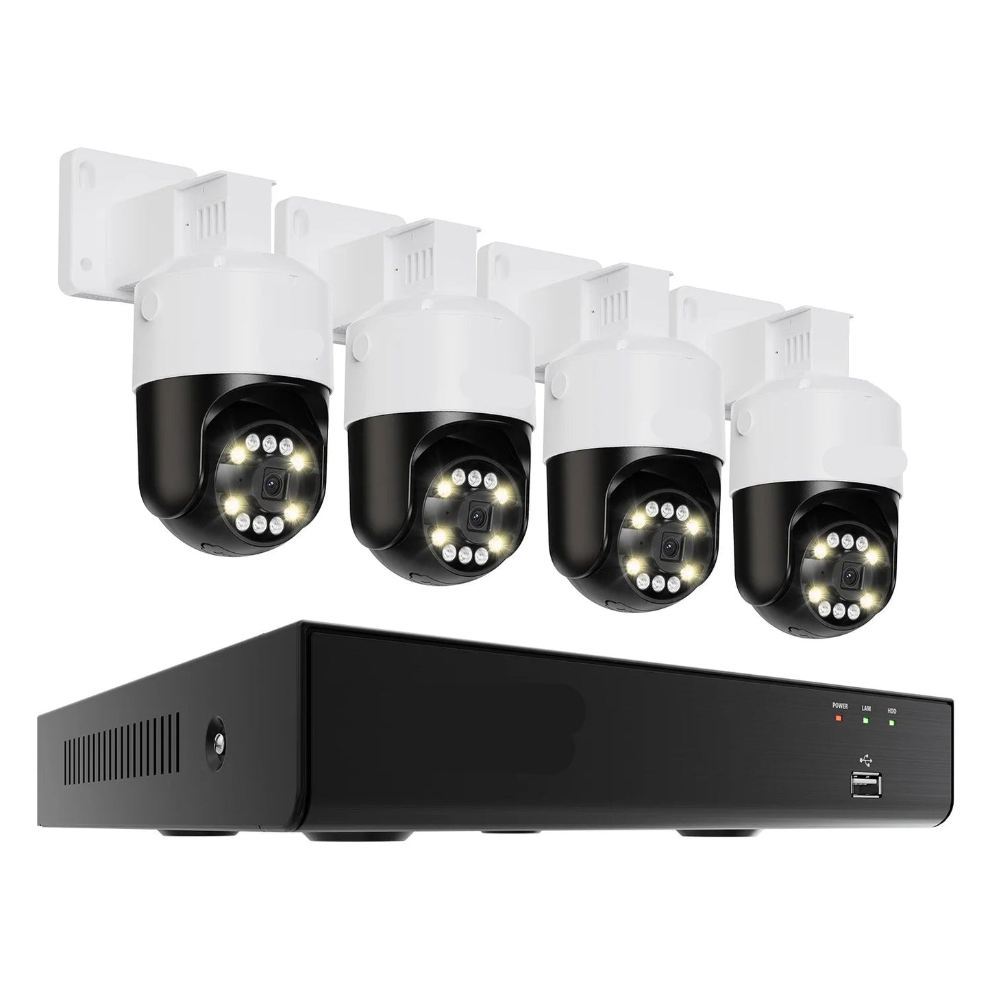 Beveiligingscamerasysteem - Openlucht - CCTV camerasysteem - 8-Kanaals NVR - IP66 Waterdichte - Bewakingscamera - Beveiligingscamera - AI Detectie en 2TB Opslag - 4x 5MP Cameras