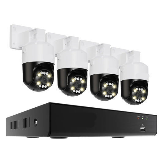Beveiligingscamerasysteem - Openlucht - CCTV camerasysteem - 8-Kanaals NVR - IP66 Waterdichte - Bewakingscamera - Beveiligingscamera - AI Detectie en 2TB Opslag - 4x 5MP Cameras