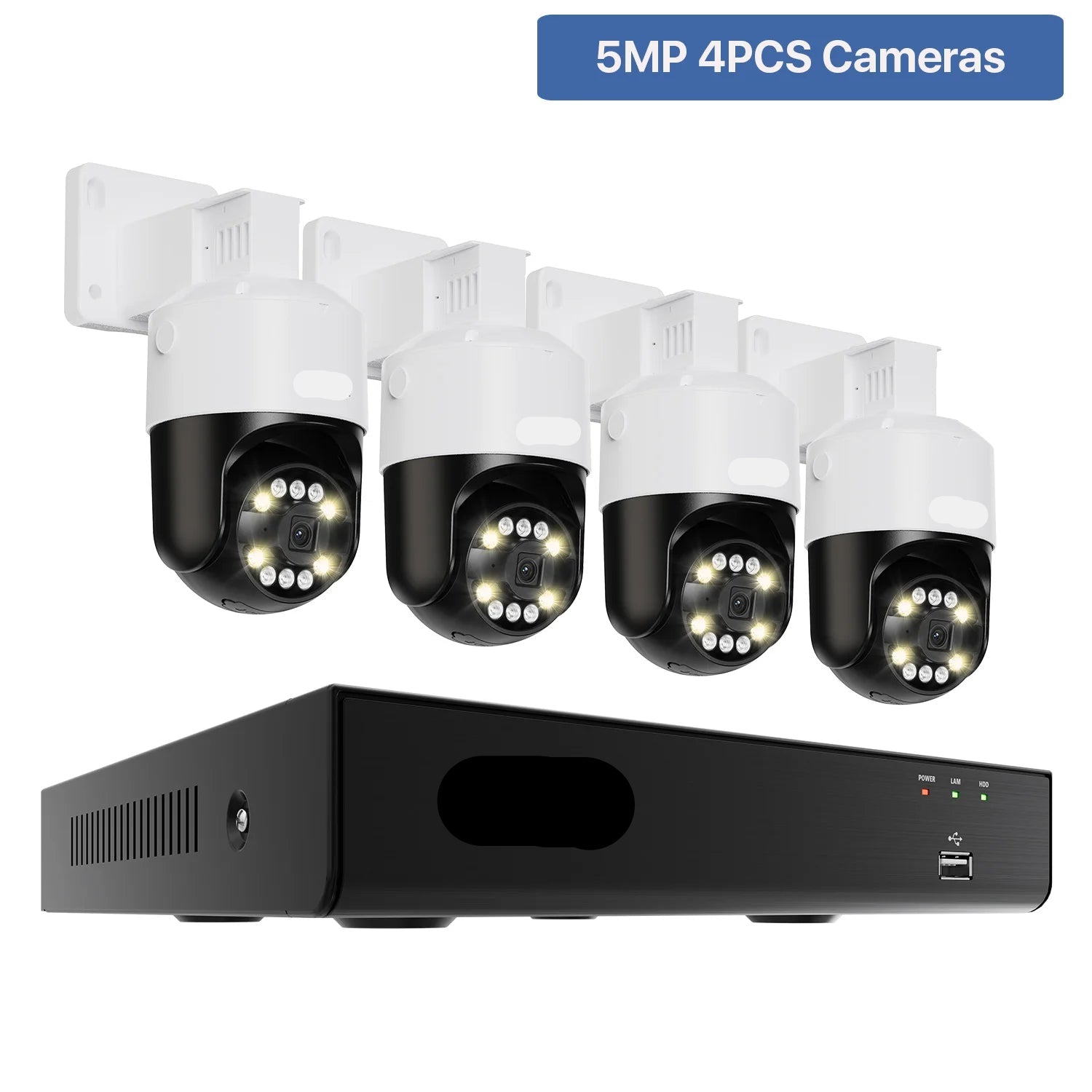 CCTV Beveiligingssysteem – Beveiligingscamera – Toezichtcamera – Surveillance Camera – Camera Systeem – 5MP Resolutie – AI Detectie Met 360° PTZ Draaibaar - QUORE