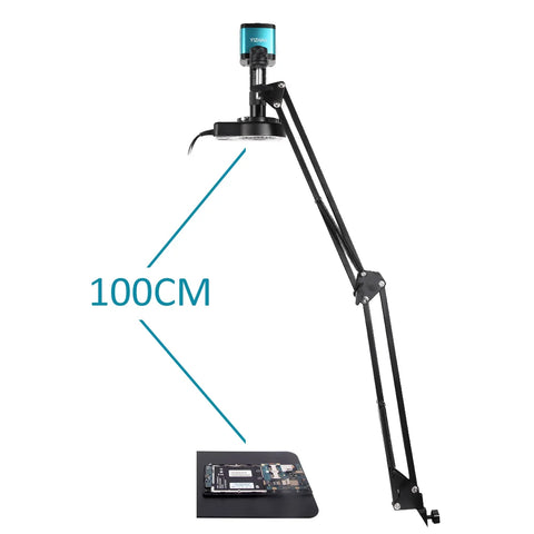 Yizhan - Digital microscope - Soldering microscope - Monocular - 48MP - 150x lens - LED light foldable bracket - Black and blue