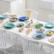 Tableware - Tableware set - 18 Piece Plates - Soup Plates - Dessert Plates - Earthenware Service for 12 persons - Bonita Blue