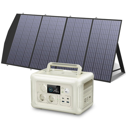 Draagbare Powerstation - Powerbank - Stroomgenerator - Generator - 600W Vermogen – met 200W Zonnepaneel - Generatoren - LiFePO4 Batterij – UPS & MPPT Technologie – Geschikt voor Outdoor & Noodstroomvoorziening