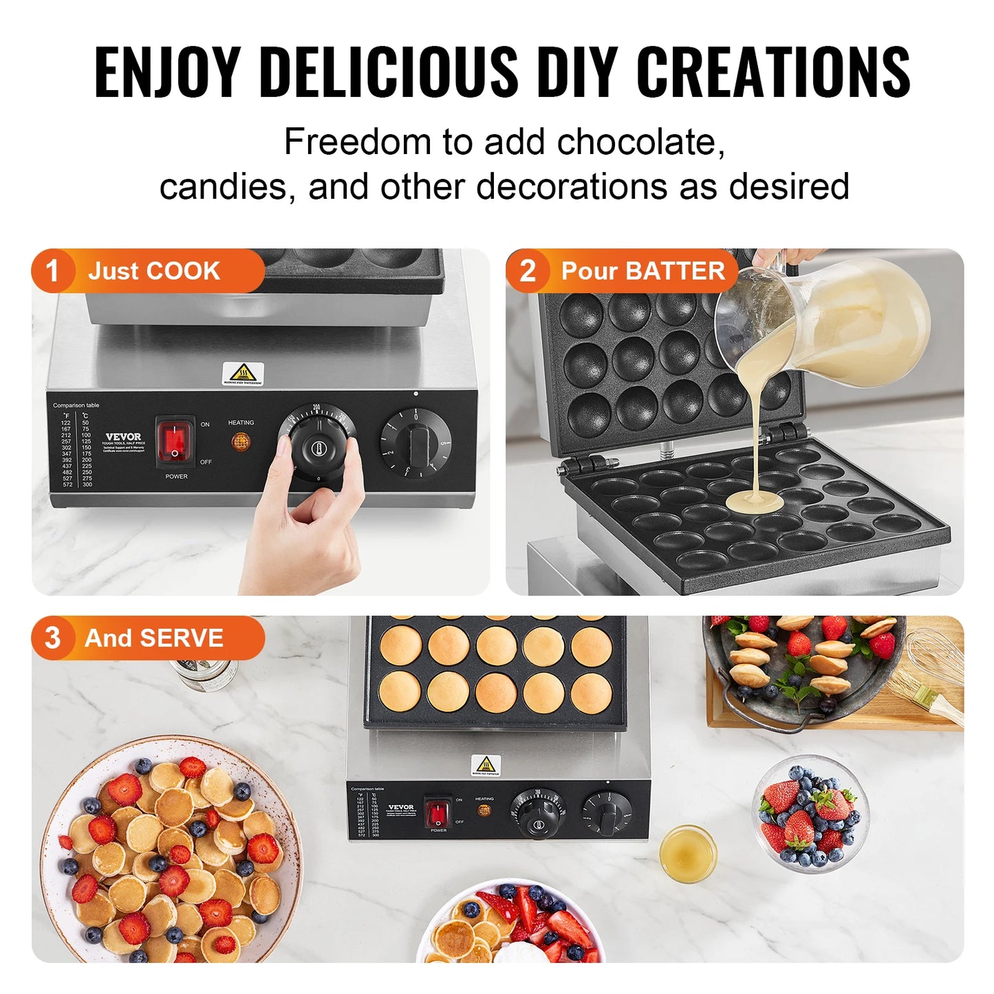 Mini-Pannenkoekenmaker – Mini-Wafelijzer – Dorayaki Maker – Kleine Pannenkoekenmachine – 25 Bakvormpjes – 500W Vermogen – Temperatuurinstelbaar
