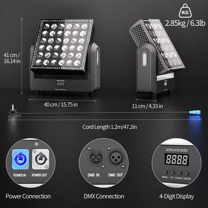 Moving Head Lamp – Moving Head Wash – DJ Licht – Podiumverlichting – Disco Lichteffect – 200W RGBW LED – DMX512 Controle