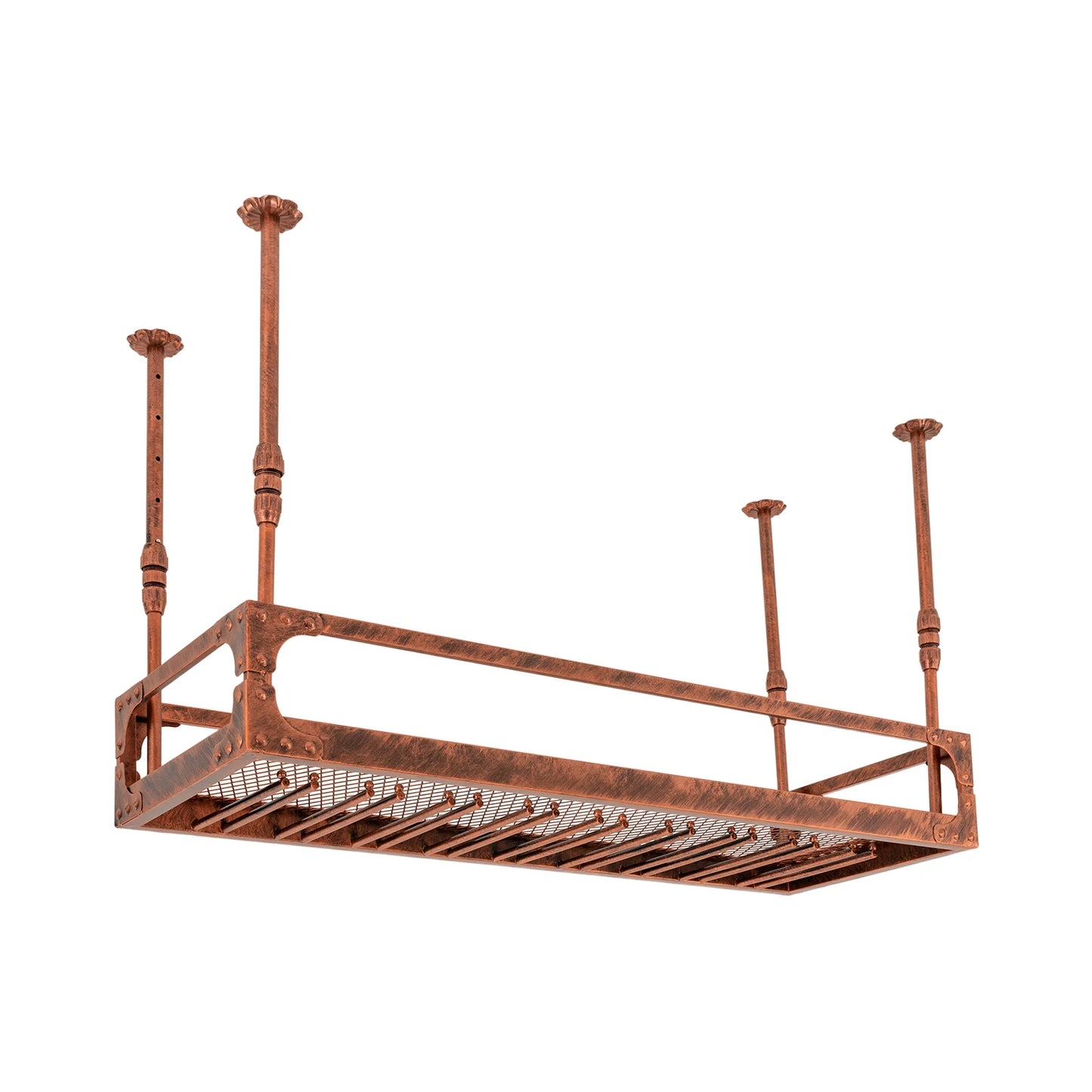 Wijnrek – Flessenrek – Glazenhouder – Wijnhouder – Wijnkast – Industrieel Vintage Design – Plafondmontage – Stevig IJzeren Materiaal – Ruimtebesparend 100 cm