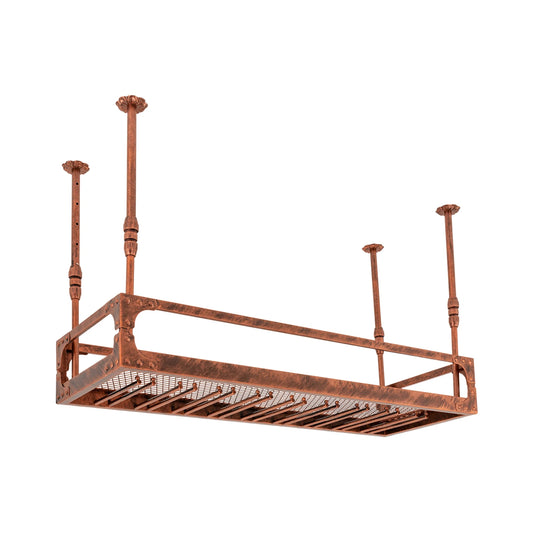 Wijnrek – Flessenrek – Glazenhouder – Wijnhouder – Wijnkast – Industrieel Vintage Design – Plafondmontage – Stevig IJzeren Materiaal – Ruimtebesparend 100 cm