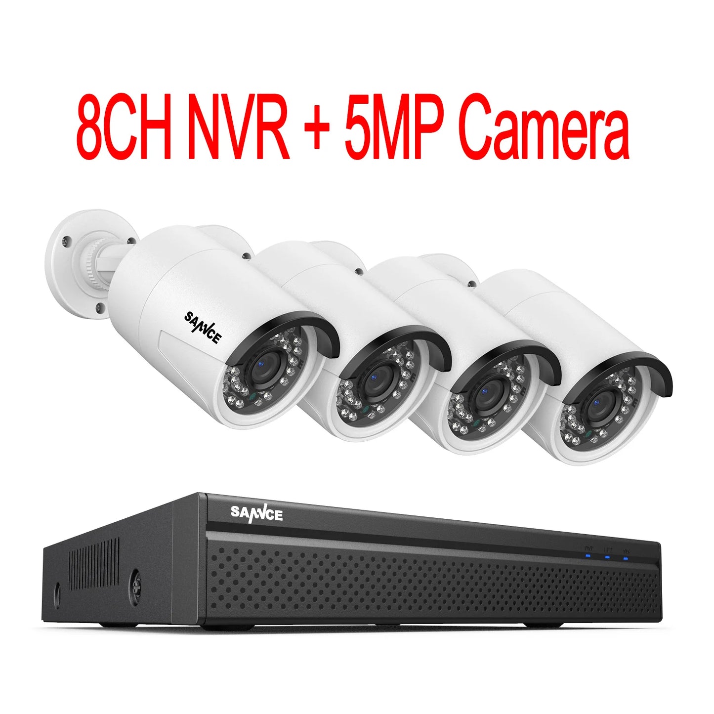 Beveiligingscamera Set – CCTV Beveiligingssysteem – IP Camera Bewaking – Surveillance Kit – 4 x 5MP Camera’s – 2TB Opslag – PoE Aansluiting – Nachtzicht 30m
