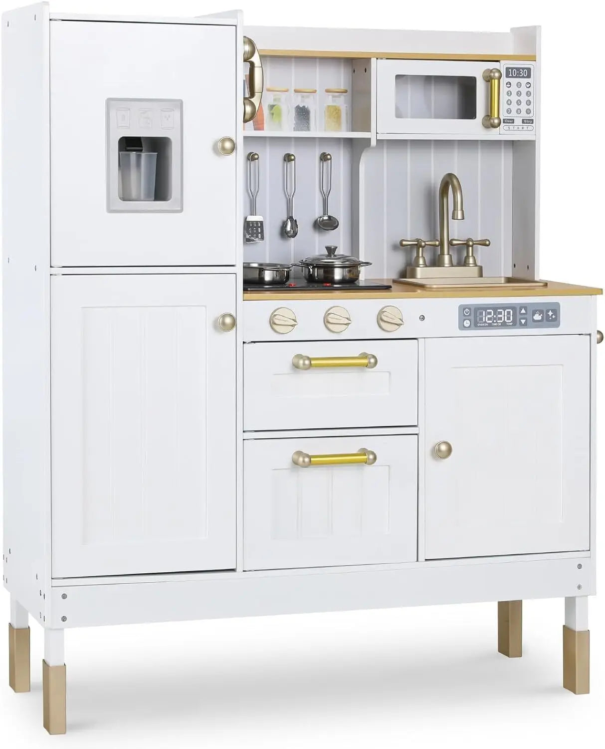 Houten Speelgoedkeuken – Speelkeuken – Kinderkeuken – Speelkeukentje – Speelgoedkeuken – MDF Hout – Licht- en Geluidseffecten – 103x88x30 cm - QUORE