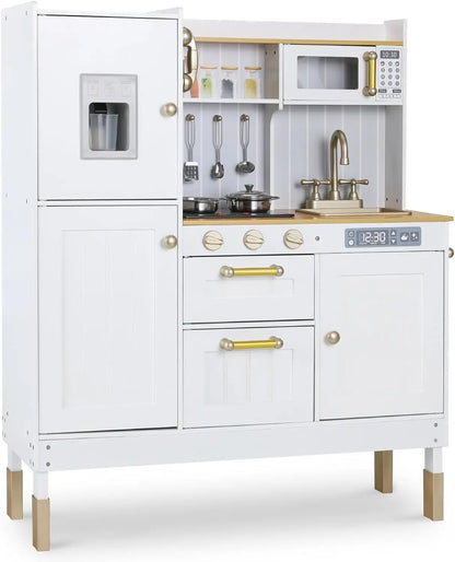 Houten Speelgoedkeuken – Speelkeuken – Kinderkeuken – Speelkeukentje – Speelgoedkeuken – MDF Hout – Licht- en Geluidseffecten – 103x88x30 cm - QUORE