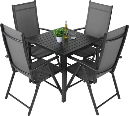 Balkonset – Tuinset – Balkonmeubel – Buitenmeubel – Aluminium – 7-Voudig Verstelbare Rugleuning – Inklapbare Stoelen - QUORE