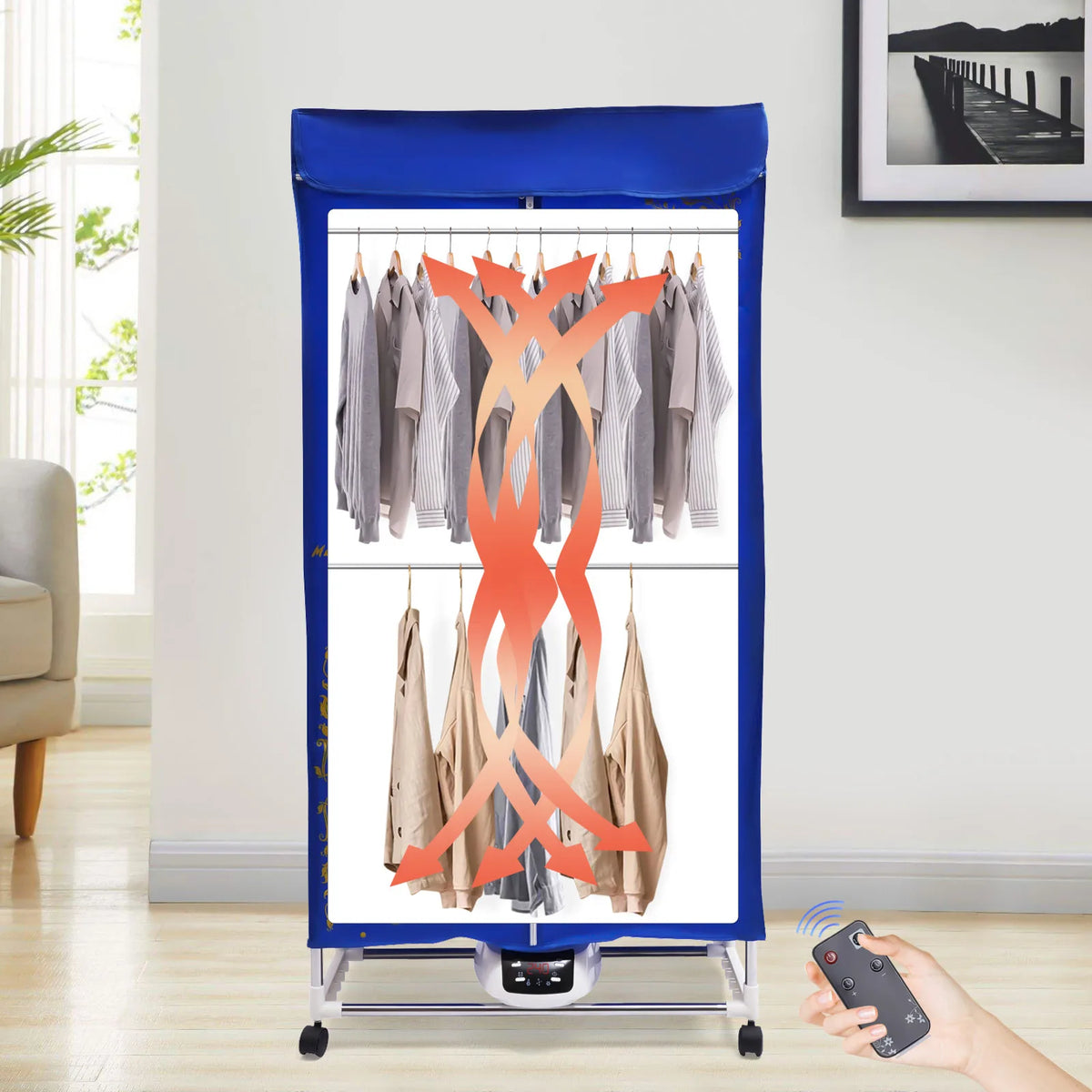 Portable Electric Dryer - Dryer - Travel Dryer - Portable Dryer for Apartments - Electric Clothes Drying - 220V - Blue