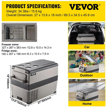 Sihao 15L 20L 30L 35L 40L 45L 50L 55L Portable Refrigerator Compressor Fridge Freezer Mini Cooler for Outdoor Camping BBQ Picnic