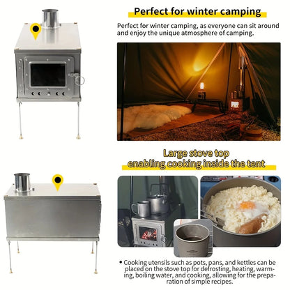 Titanium Houtkachel – Opvouwbare Kachel – Draagbare Stove – Camping Kamin – Outdoor Houtbrander – Lichtgewicht Titanium – Duurzaam En Compact - QUORE