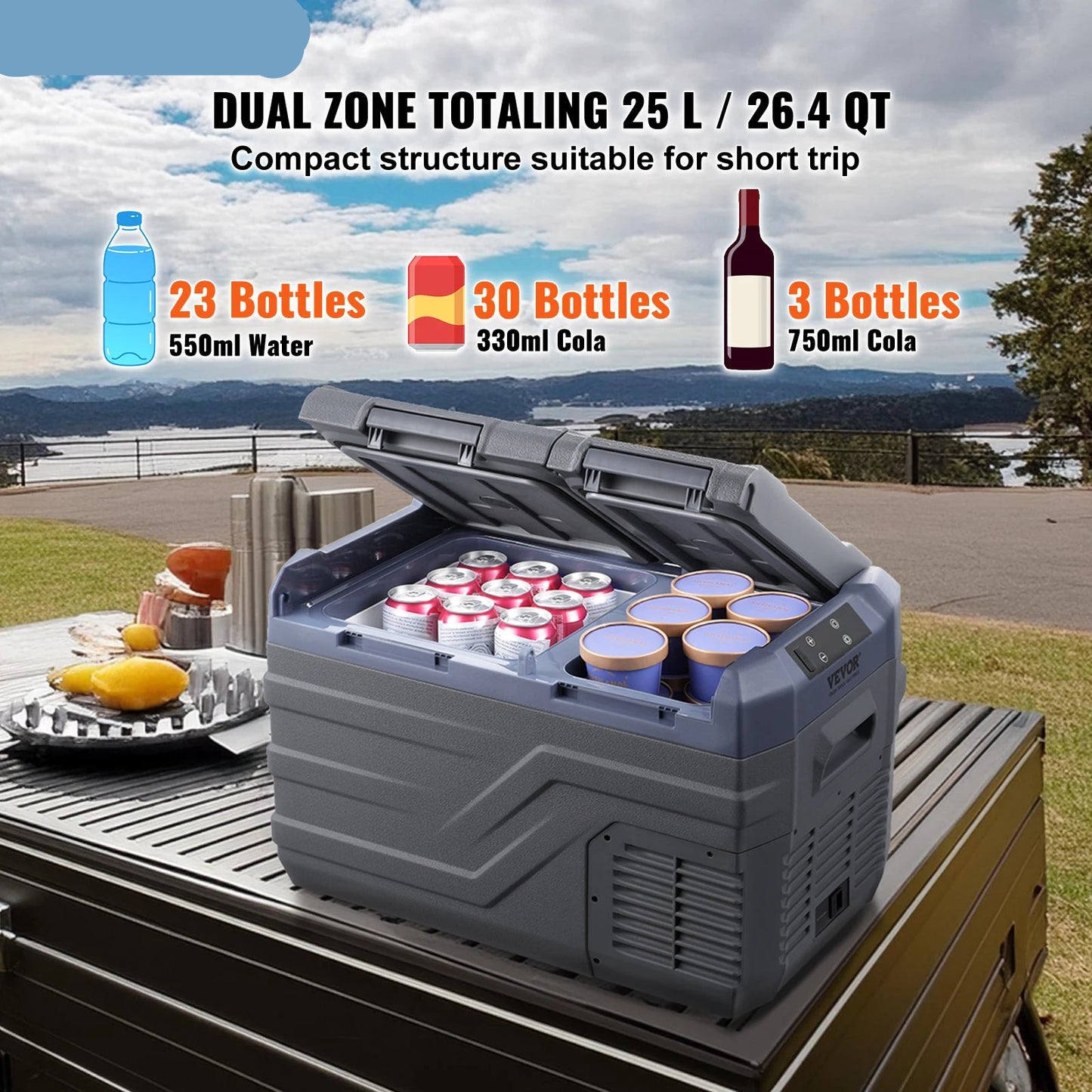 Draagbare Koelkast – Mobiele Koelbox – Reis Koelkast – Camping Koelkast – 25L Capaciteit – Instelbare Temperatuur – Stil Geluid