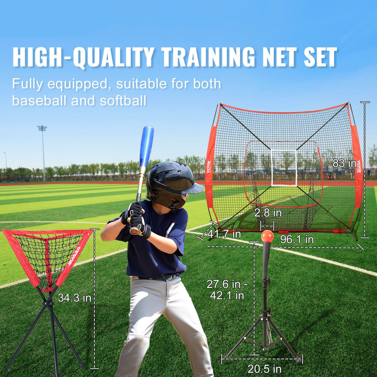 Rebounder - Softbal-rebounder - Bal - Softbal - Honkbal - 7ft x 7ft - voor Slaan Vangen Werpen - met Draagtas Balverzamelaar - QUORE