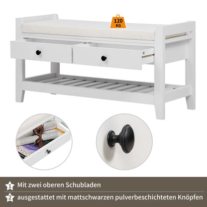 Schoenenbank – Schoenenopberger – Zitbank – Opbergbank – Comfortabel 5 Cm Kussen – MDF En PB Materialen - Wit