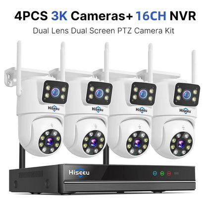 16-kanaals NVR Beveiligingssysteem – Draadloze CCTV Camera Set – Surveillance Systeem – IP Camera Kit – Bewakingscamera’s – 4x 6MP Draadloze Camera’s – AI Mensendetectie – Full Color Nachtzicht - QUORE
