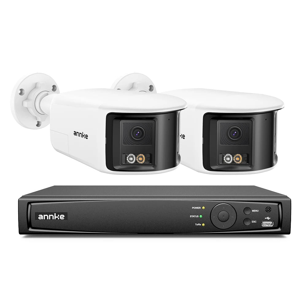 ANNKE 2/4pcs 8mp Smart Home Video Security Camera System 180° Dual Lens Security IP PoE Camera Human Vehicle Detection 4k Cam