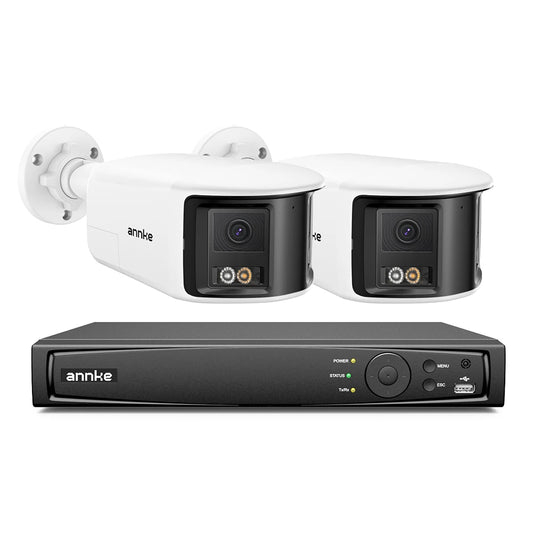 ANNKE 2/4pcs 8mp Smart Home Video Security Camera System 180° Dual Lens Security IP PoE Camera Human Vehicle Detection 4k Cam