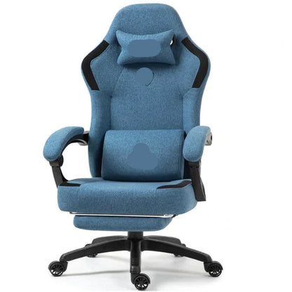 Gamingstoel – Bureaustoel – Gamestoel – Werkstoel – Draaistoel – Ergonomische Rugleuning – Verstelbare Armleuningen – Blauw – Stof