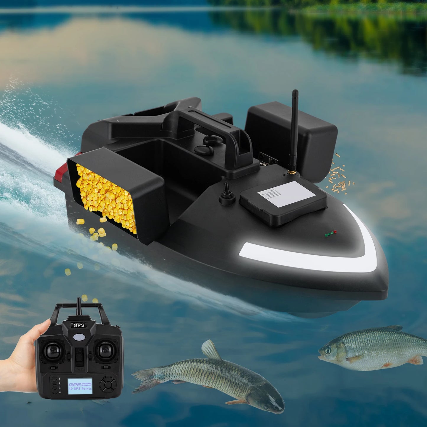 Sensorgestuurde Voerboot – Visboot – Voerboot Met GPS – Afstandsbediening Voerboot – ABS Materiaal – 12000mAh Lithium Batterij